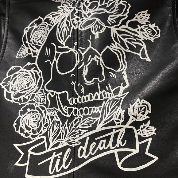 HAND PAINTED Blank NYC Leather Jacket - Picture 3 of 10